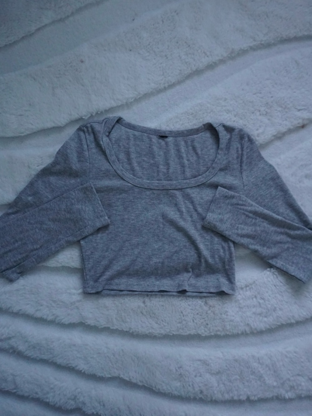 Gray Crop Scoop Neck Top